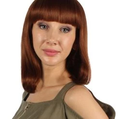 HPO Womens Medium Bob Wigs | Burgundy Cosplay Halloween Wigs | Premium Breathable Capless Cap