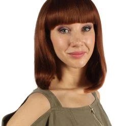 HPO Womens Medium Bob Wigs | Burgundy Cosplay Halloween Wigs | Premium Breathable Capless Cap