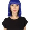 HPO Women's Womens Medium Bob Dark Blue Cosplay Wig | Premium Breathable Capless Cap
