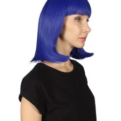 HPO Women's Womens Medium Bob Dark Blue Cosplay Wig | Premium Breathable Capless Cap