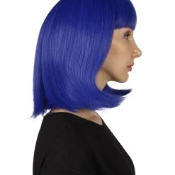 HPO Women's Womens Medium Bob Dark Blue Cosplay Wig | Premium Breathable Capless Cap