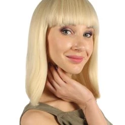 HPO Womens Medium Bob Wigs | Blonde Cosplay Halloween Wigs | Premium Breathable Capless Cap Women's