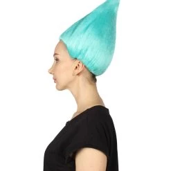 HPO Women's Womens Pink & Blue Two-tone Troll Wig | Premium Breathable Capless Cap