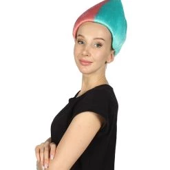 HPO Women's Womens Pink & Blue Two-tone Troll Wig | Premium Breathable Capless Cap