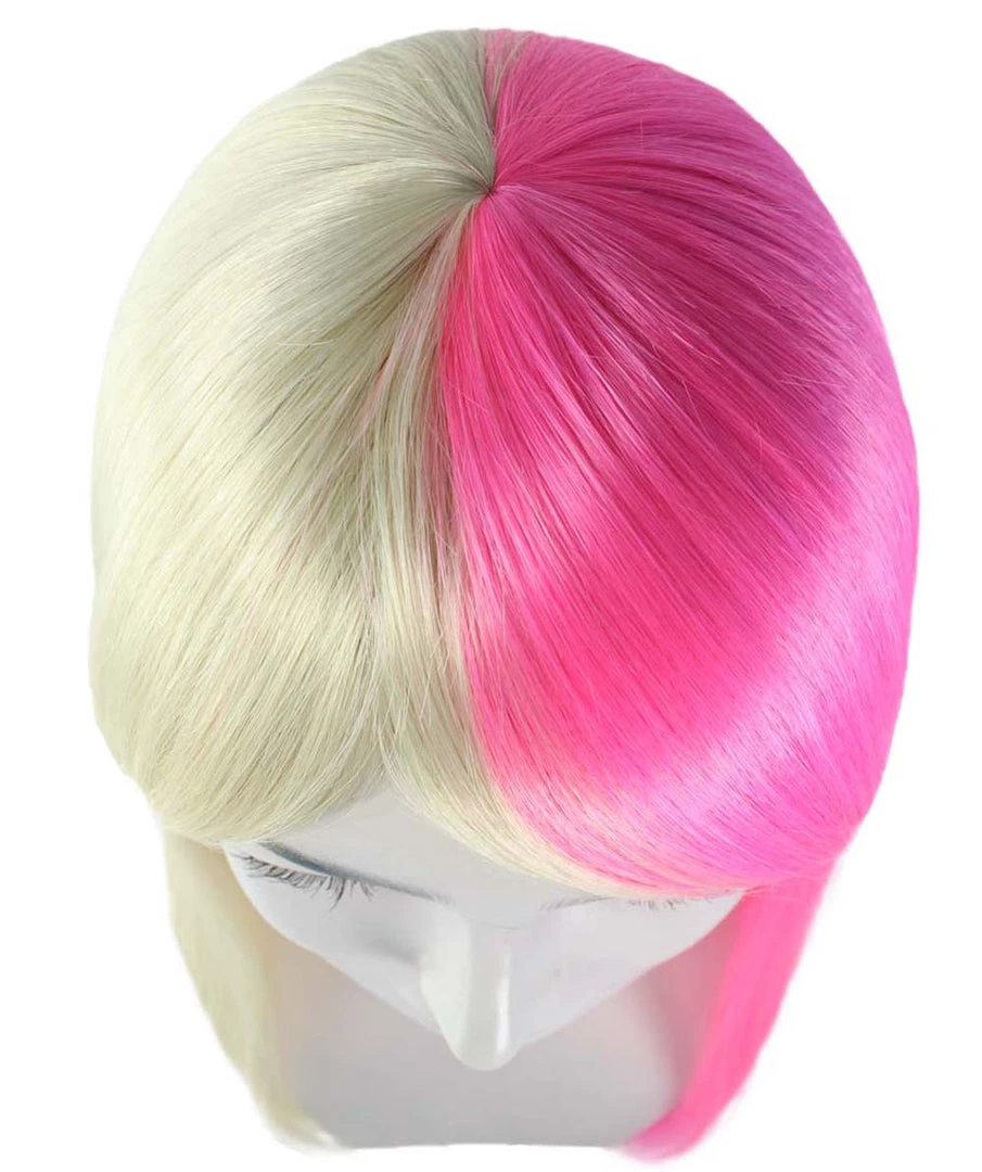 HPO Women's Long Bob Blonde & Pink Womens Wig | Dramatical Cosplay Halloween Wig | Premium Breathable Capless Cap
