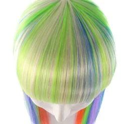 HPO Women's Womens Rainbow Bob Wig | Party Ready Fancy Cosplay Halloween Wig | Premium Breathable Capless Cap