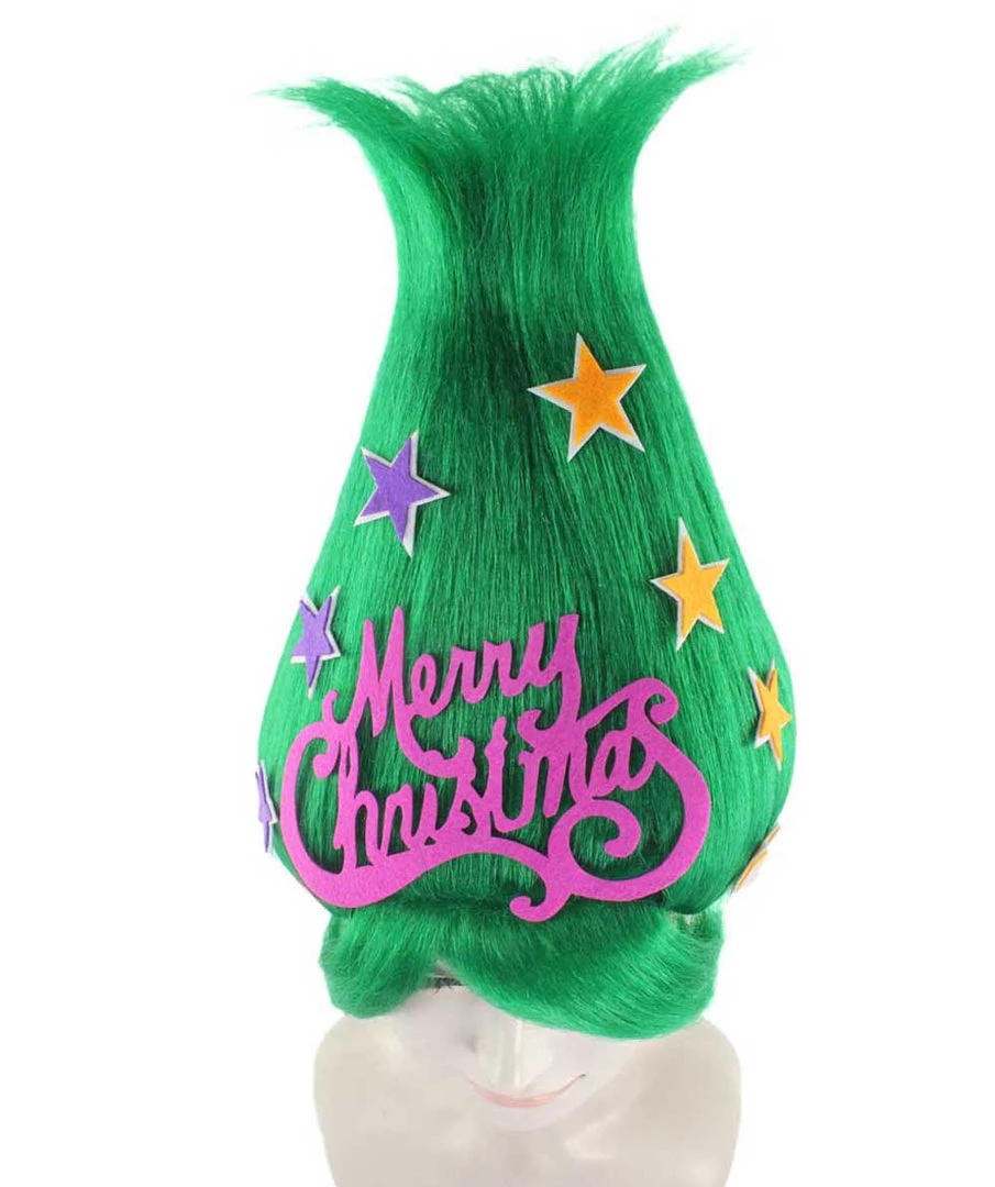 HPO Green Christmas Tree Unisex Wig | Merry Christmas Wig | Premium Breathable Capless Cap Women's