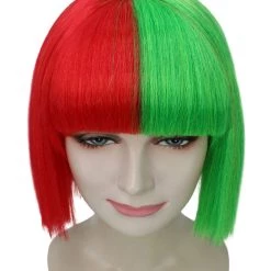 HPO Christmas Australian Singer Womens Wig | Red & Green Holiday Wigs | Premium Breathable Capless Cap