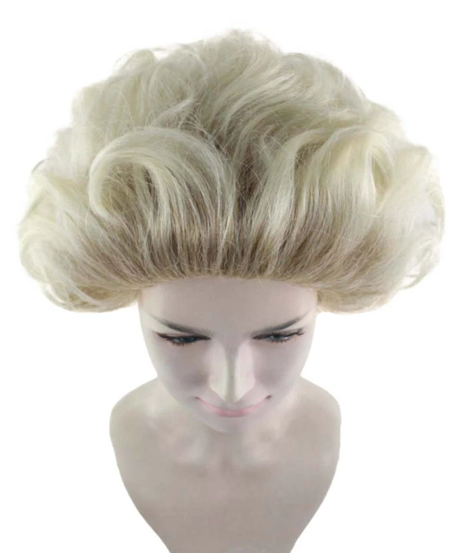 HPO Fancy Blonde Curly Womens Wig | All Back Halloween Wig | Premium Breathable Capless Cap Women's