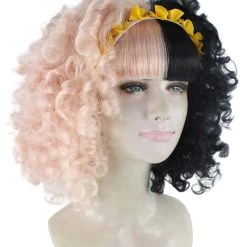 HPO Women's Singer Womens Afro Style Wig | Half Blonde Half Black Wig | Premium Breathable Capless Cap
