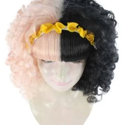 HPO Women's Singer Womens Afro Style Wig | Half Blonde Half Black Wig | Premium Breathable Capless Cap