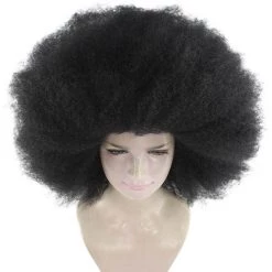 HPO Women's Womens Comedy Afro Wig | Black Oversized TV/Movie Wig | Premium Breathable Capless Cap