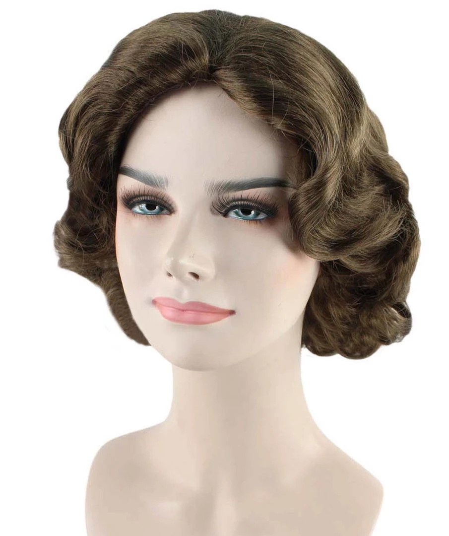 HPO Womens Mary Nanny Wig | Dark Brown Short Cartoon Wig | Premium Breathable Capless Cap