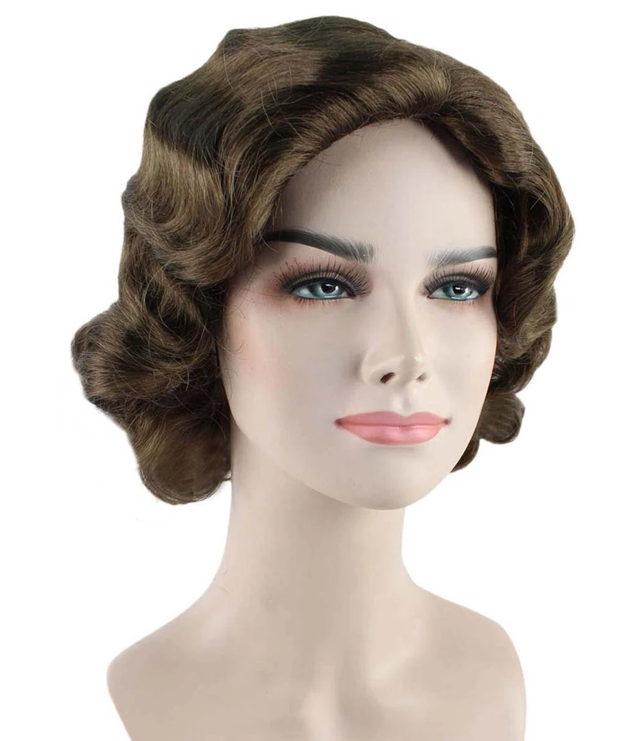 HPO Womens Mary Nanny Wig | Dark Brown Short Cartoon Wig | Premium Breathable Capless Cap