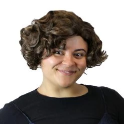 HPO Womens Mary Nanny Wig | Dark Brown Short Cartoon Wig | Premium Breathable Capless Cap