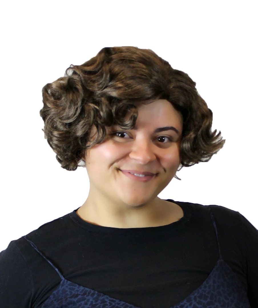 HPO Womens Mary Nanny Wig | Dark Brown Short Cartoon Wig | Premium Breathable Capless Cap