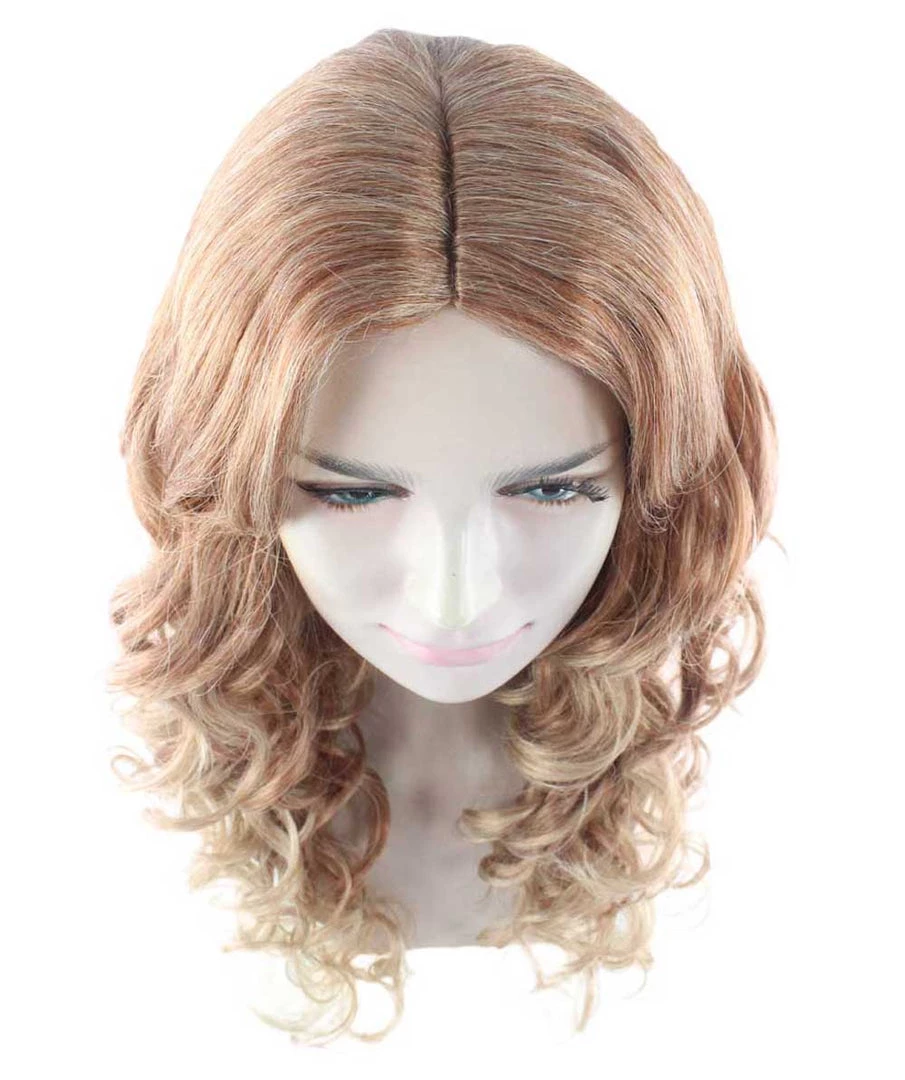 HPO Womens Long Curly Mix-color Blonde Wig | Dramatical Natural Looking Fancy Wig | Premium Breathable Capless Cap