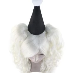 HPO Womens Clown Girl Two Ponytail White Wig With Small Hat | Character Cosplay Halloween Wig | Premium Breathable Capless Cap