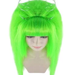 HPO Womens Clown Girl Green Wig With Headpiece | Character Cosplay Halloween Wig | Premium Breathable Capless Cap Women's