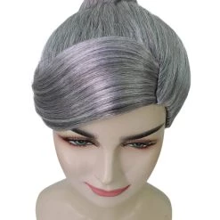 HPO Women's Womens Witch Wig | Silver Grandma With Bun Wig | Premium Breathable Capless Cap
