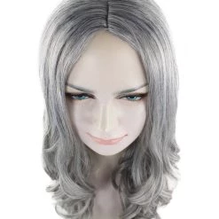 HPO Womens Medium Wavy Wigs | Gray Cosplay Wigs | Premium Breathable Capless Cap Women's