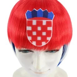FLAGWIGS Women's Women Patriotic Croatia Flag Wig | Bob Wig | Premium Breathable Capless Cap