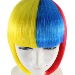 FLAGWIGS Colombia Flag Sport Party Bob Wig | Patriotic Character Cosplay Halloween Wig | Premium Breathable Capless Cap