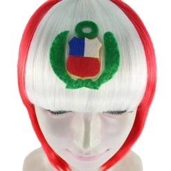 FLAGWIGS Peru Flag Sport Party Bob Wig | National Pride White Red Wig | Premium Breathable Capless Cap