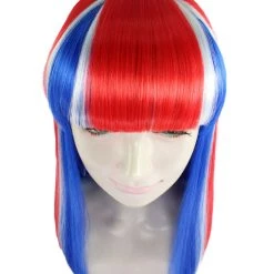 FLAGWIGS Women's Costa Rica Flag Sport Party Long Bob Wig | Premium Breathable Capless Cap