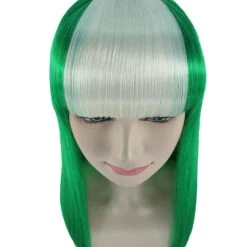 FLAGWIGS Nigeria Flag Sport Party Long Bob Wig | National Pride White Green Long Wig | Premium Breathable Capless Cap Women's