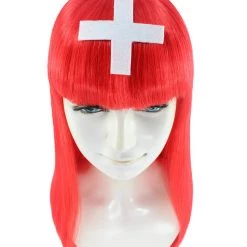 FLAGWIGS Switzerland Flag Sport Party Long Bob Wig | Sexy Cosplay Party Halloween Wig | Premium Breathable Capless Cap