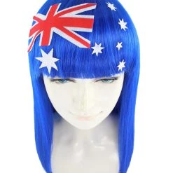 FLAGWIGS Australian Flag Sport Party Long Bob Wig | Premium Breathable Capless Cap Women's