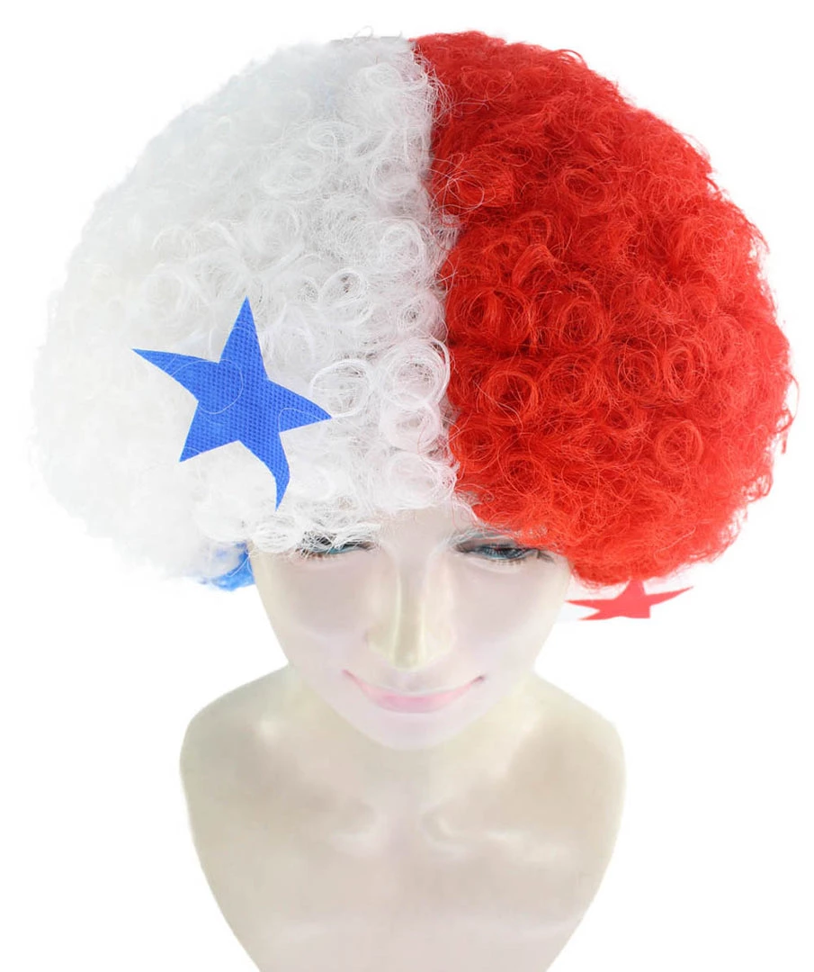 FLAGWIGS Panama Flag Sport Afro Wig | National Pride Super Size Jumbo Wig Women's