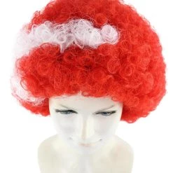 FLAGWIGS Denmark Flag Sport Afro Wig | National Pride Red Halloween Wig