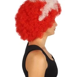 FLAGWIGS Denmark Flag Sport Afro Wig | National Pride Red Halloween Wig