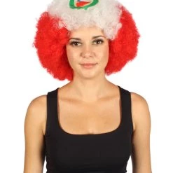 FLAGWIGS Peru Flag Sport Afro Wig | Jumbo White Red Wig