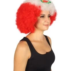 FLAGWIGS Peru Flag Sport Afro Wig | Jumbo White Red Wig