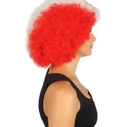 FLAGWIGS Peru Flag Sport Afro Wig | Jumbo White Red Wig