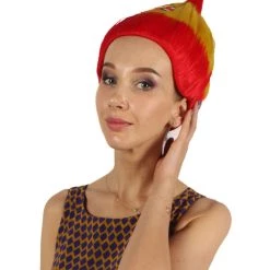 FLAGWIGS Women's Spain Flag Sport Troll Wig | National Pride Red Yellow Wig | Premium Breathable Capless Cap