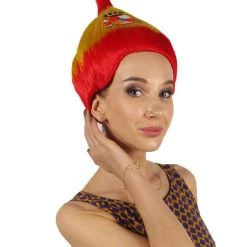 FLAGWIGS Women's Spain Flag Sport Troll Wig | National Pride Red Yellow Wig | Premium Breathable Capless Cap