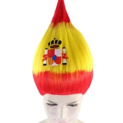 FLAGWIGS Women's Spain Flag Sport Troll Wig | National Pride Red Yellow Wig | Premium Breathable Capless Cap