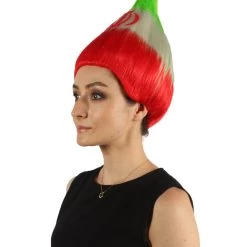 FLAGWIGS Women's Flag Troll Wigs | Iran | National Pride Green Red White Troll Wigs | Premium Breathable Capless Cap