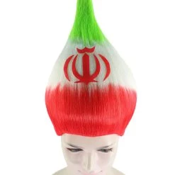 FLAGWIGS Women's Flag Troll Wigs | Iran | National Pride Green Red White Troll Wigs | Premium Breathable Capless Cap