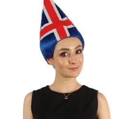 FLAGWIGS Iceland Flag Sport Troll Wig | National Pride Red Blue White Wig | Premium Breathable Capless Cap