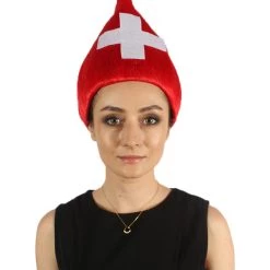 FLAGWIGS Women's Switzerland Flag Sport Troll Wig | Premium Breathable Capless Cap