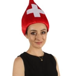 FLAGWIGS Women's Switzerland Flag Sport Troll Wig | Premium Breathable Capless Cap