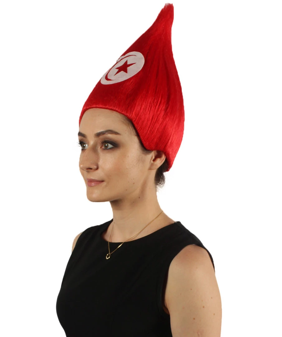 FLAGWIGS Women's Tunisia Flag Sport Troll Wig | Premium Breathable Capless Cap