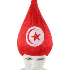 FLAGWIGS Women's Tunisia Flag Sport Troll Wig | Premium Breathable Capless Cap