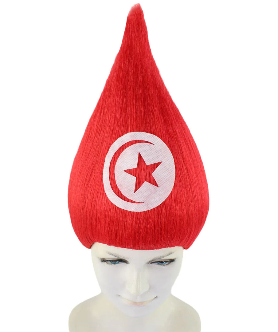 FLAGWIGS Women's Tunisia Flag Sport Troll Wig | Premium Breathable Capless Cap