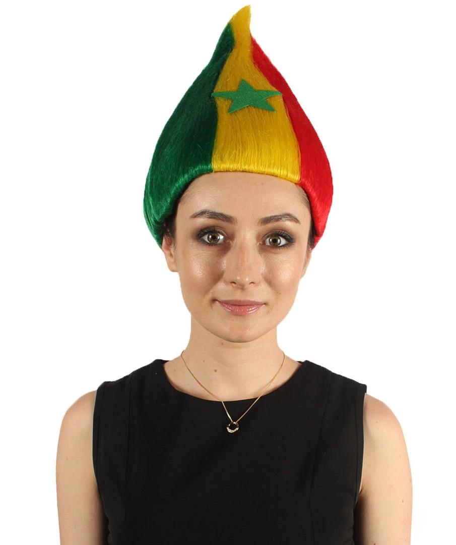 FLAGWIGS Women's Senegal Flag Sport Troll Wig | Premium Breathable Capless Cap